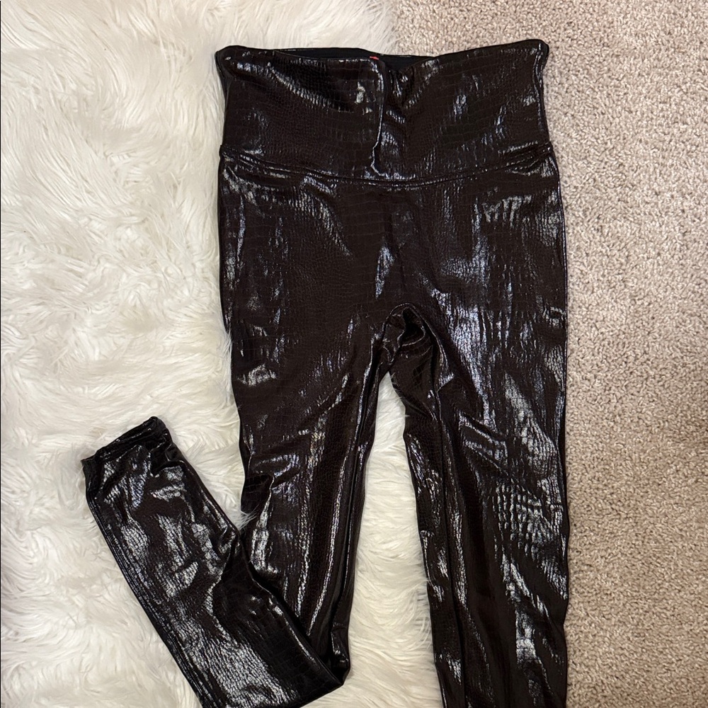 SPANX Dark Brown Crocodile Leggings